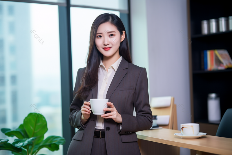 一位商务精英女性拿着杯子的形象,高清,摄影图,摄影图片,图片大全,摄影图免费下载